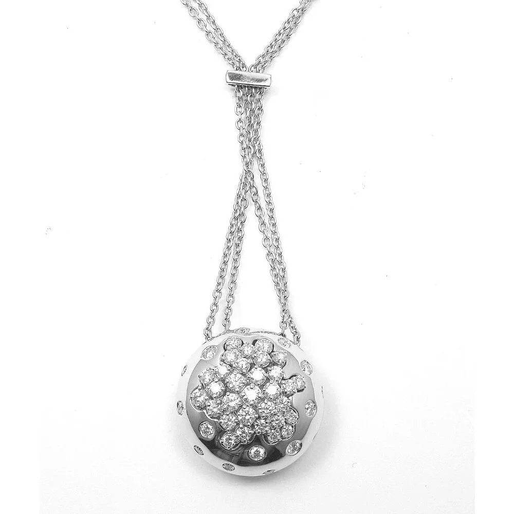 Authentic Damiani 18k White Gold Diamond Drop Cluster Pendant Necklace - Picture 7 of 12